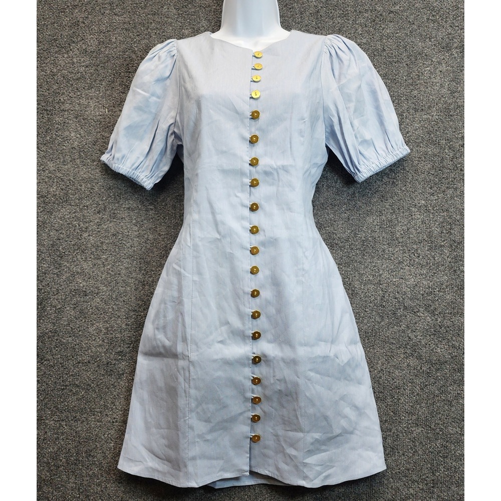 NWT J.Crew Women Linen Blend Puff Sleeve Button Front Cottagecore Mini Dress 4